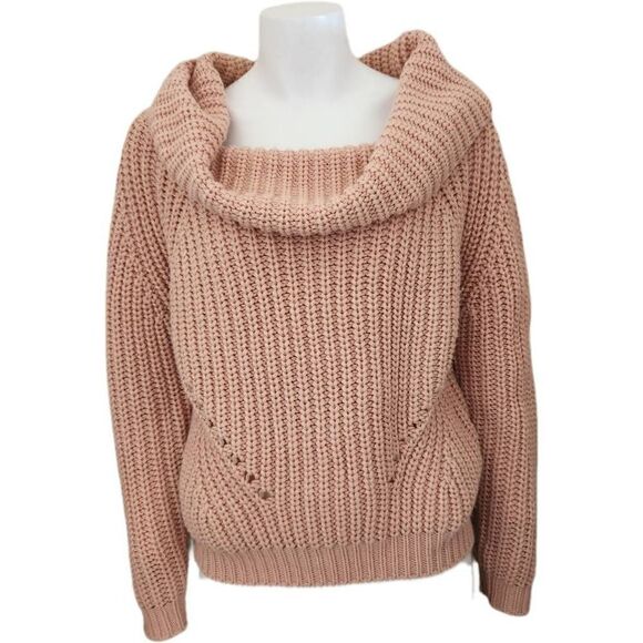 Forever 21 women's medium pink blush oversized knit cowl neck sweater chunky - Picture 4 of 8